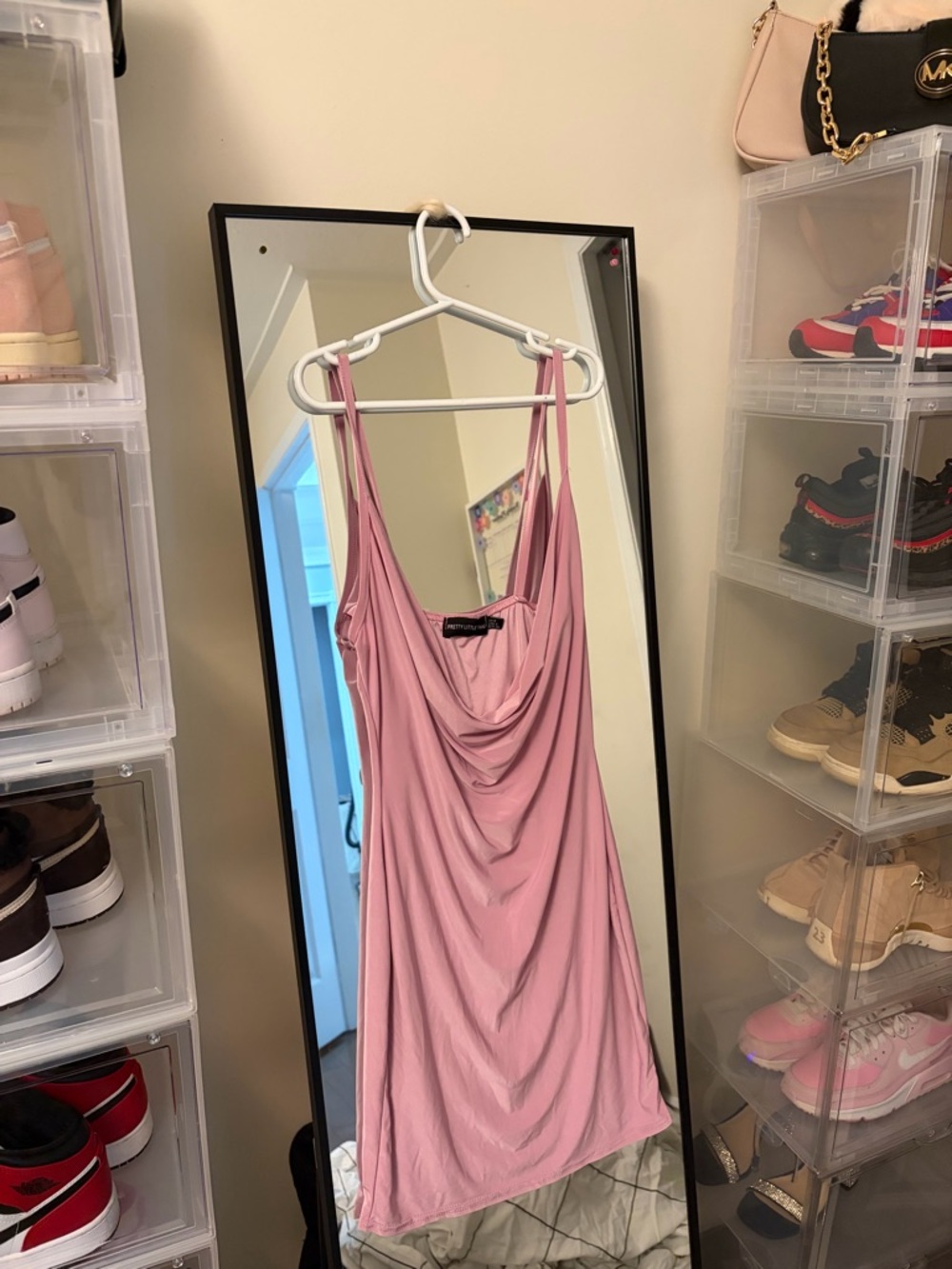 PrettyLittleThing Dusty Rose Slip Dress with Cowl Neck